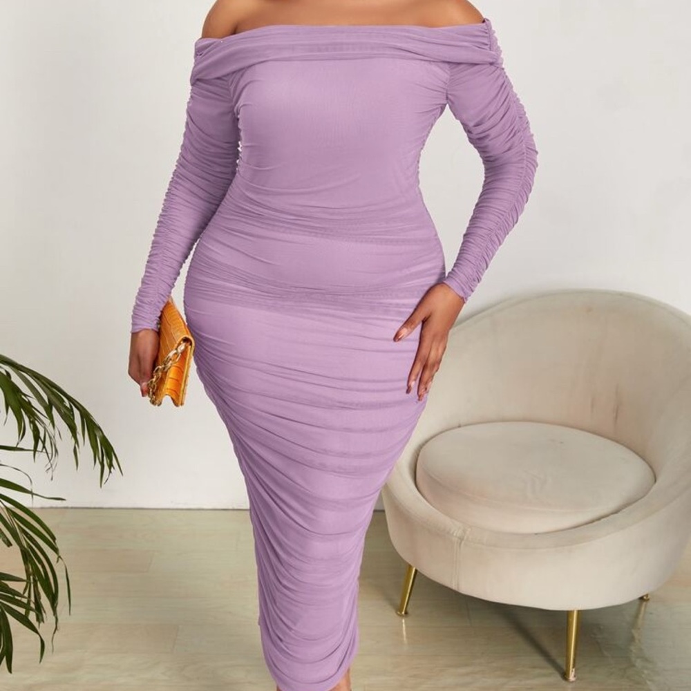 Elegant Lavender Off-Shoulder Dress